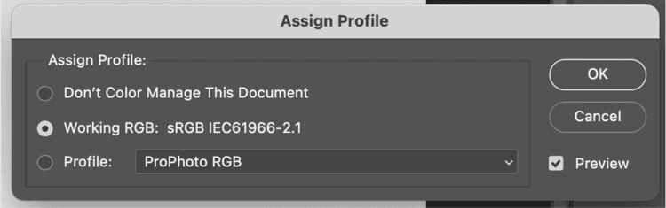 Assign Profile dialog