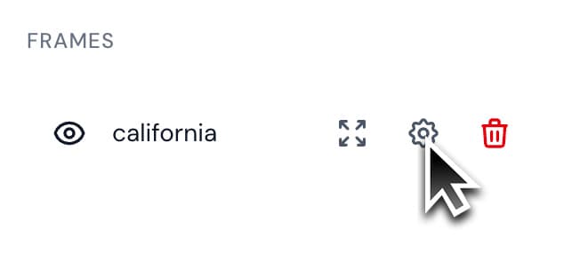 Opening frame settings in Bello Studio