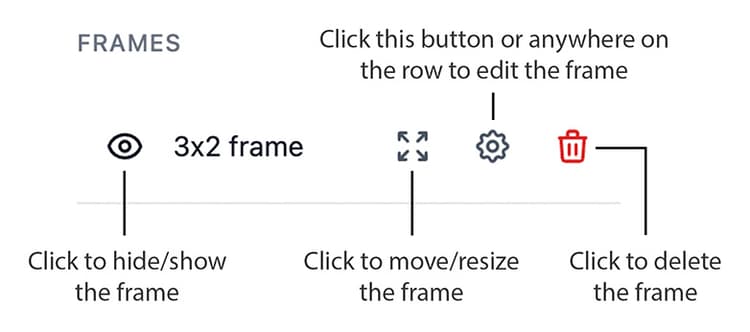 Frame customization options in Studio