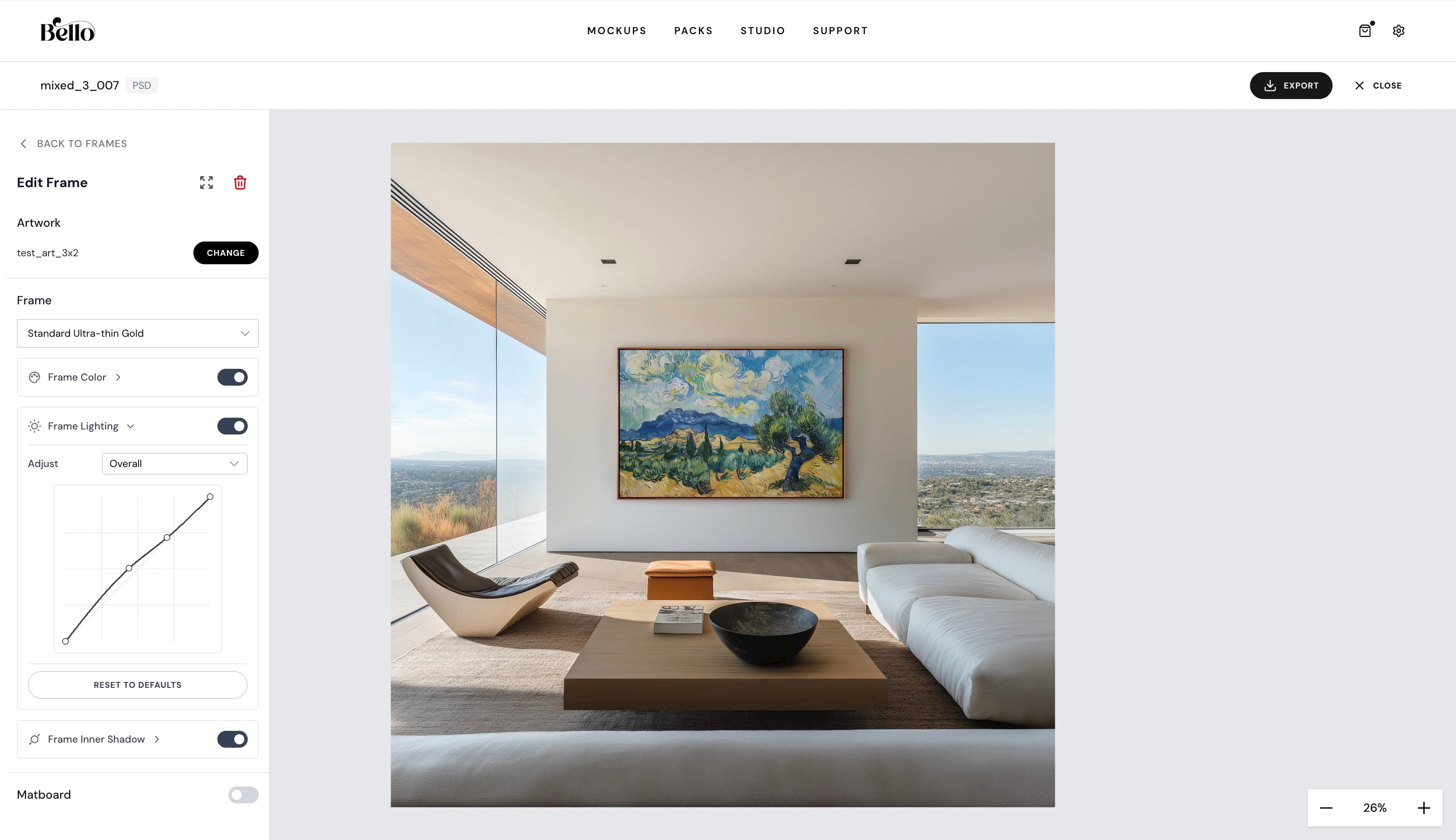 Bello Studio Interface