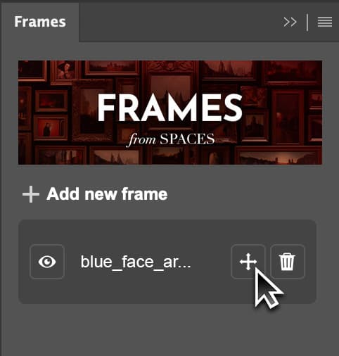 Clicking the transform icon next to the frame to move or resize the artwork