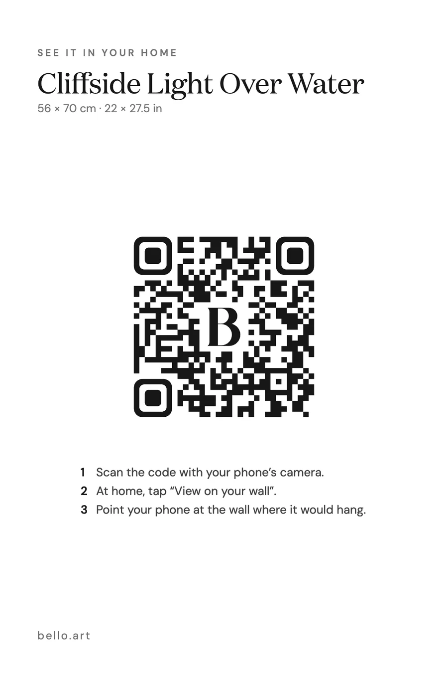 Printable 4 × 6 inch placard with a QR code and three steps