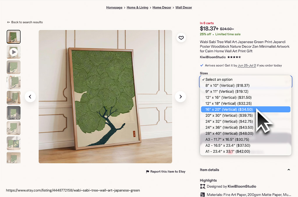 Art Print Sizes for Etsy Sellers