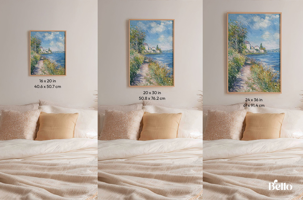 Standard art print sizes compared at scale
